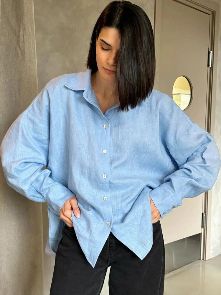 Stella Luman Women's Oversized Shirt Stella Luman Women's Oversized Shirt Blue Wolf Store 