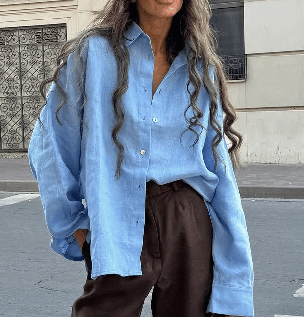 Stella Luman Women's Oversized Shirt Stella Luman Women's Oversized Shirt Blue Wolf Store 