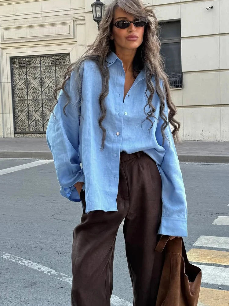 Stella Luman Women's Oversized Shirt Stella Luman Women's Oversized Shirt Blue Wolf Store 