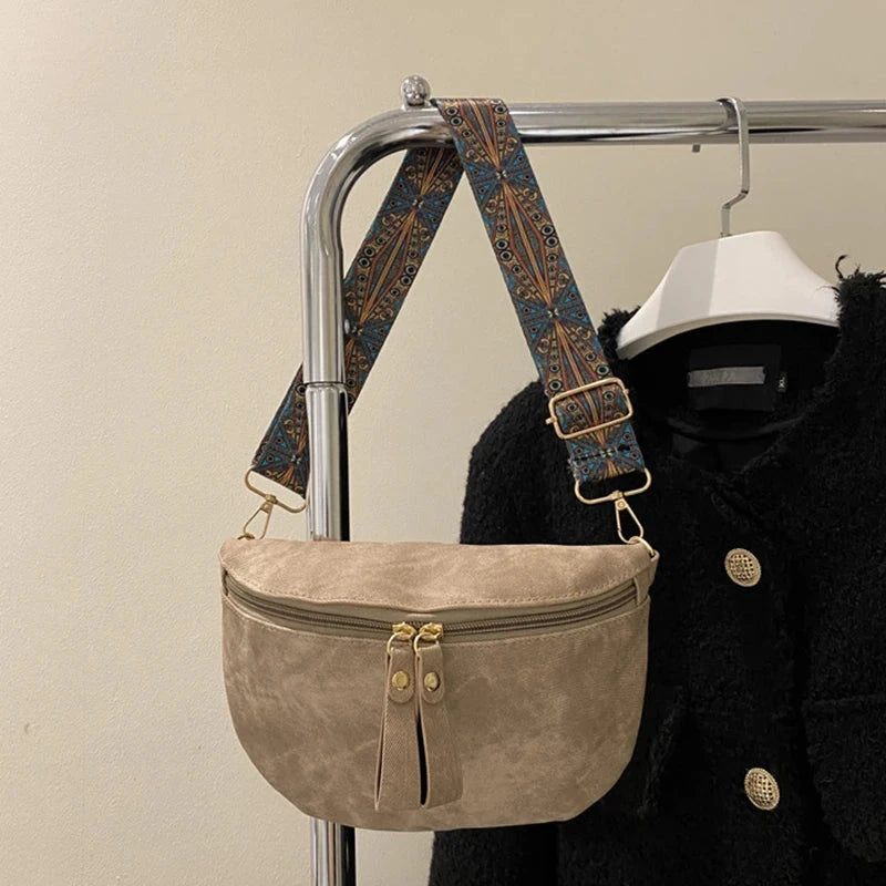 Stylish Hobo Solid Color Satchel Luxury Designer Chest Bag Women's PU Leather Waist Bags Wide Strap Fashion Fanny Shoulder Pack Blue Wolf Store 