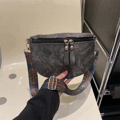 Stylish Hobo Solid Color Satchel Luxury Designer Chest Bag Women's PU Leather Waist Bags Wide Strap Fashion Fanny Shoulder Pack Blue Wolf Store black 