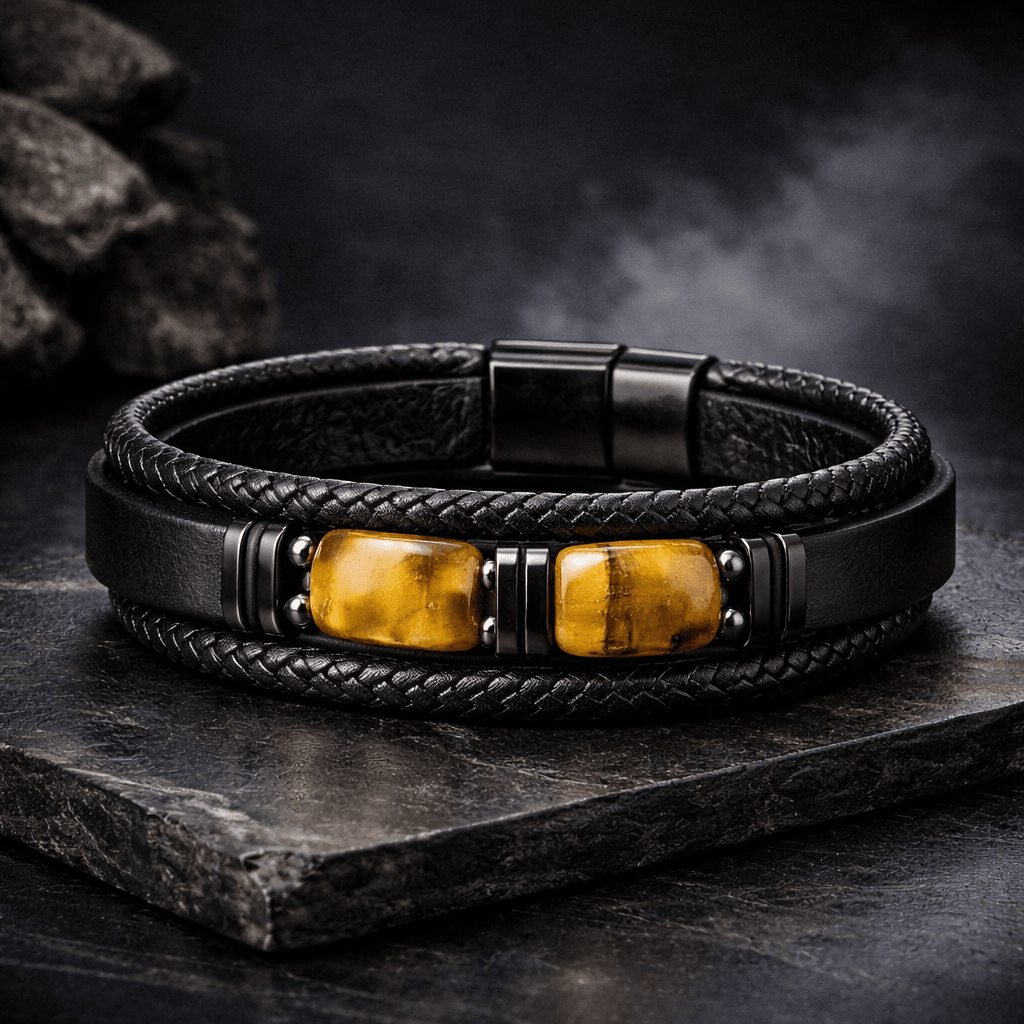 Tenebra – Leather Bracelet with Natural Stones Tenebra – Leather Bracelet with Natural Stones Blue Wolf Store 