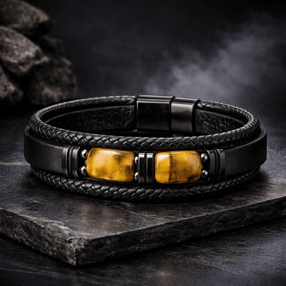 Tenebra – Leather Bracelet with Natural Stones Tenebra – Leather Bracelet with Natural Stones Blue Wolf Store 