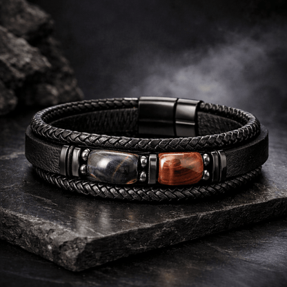 Tenebra – Leather Bracelet with Natural Stones Tenebra – Leather Bracelet with Natural Stones Blue Wolf Store 