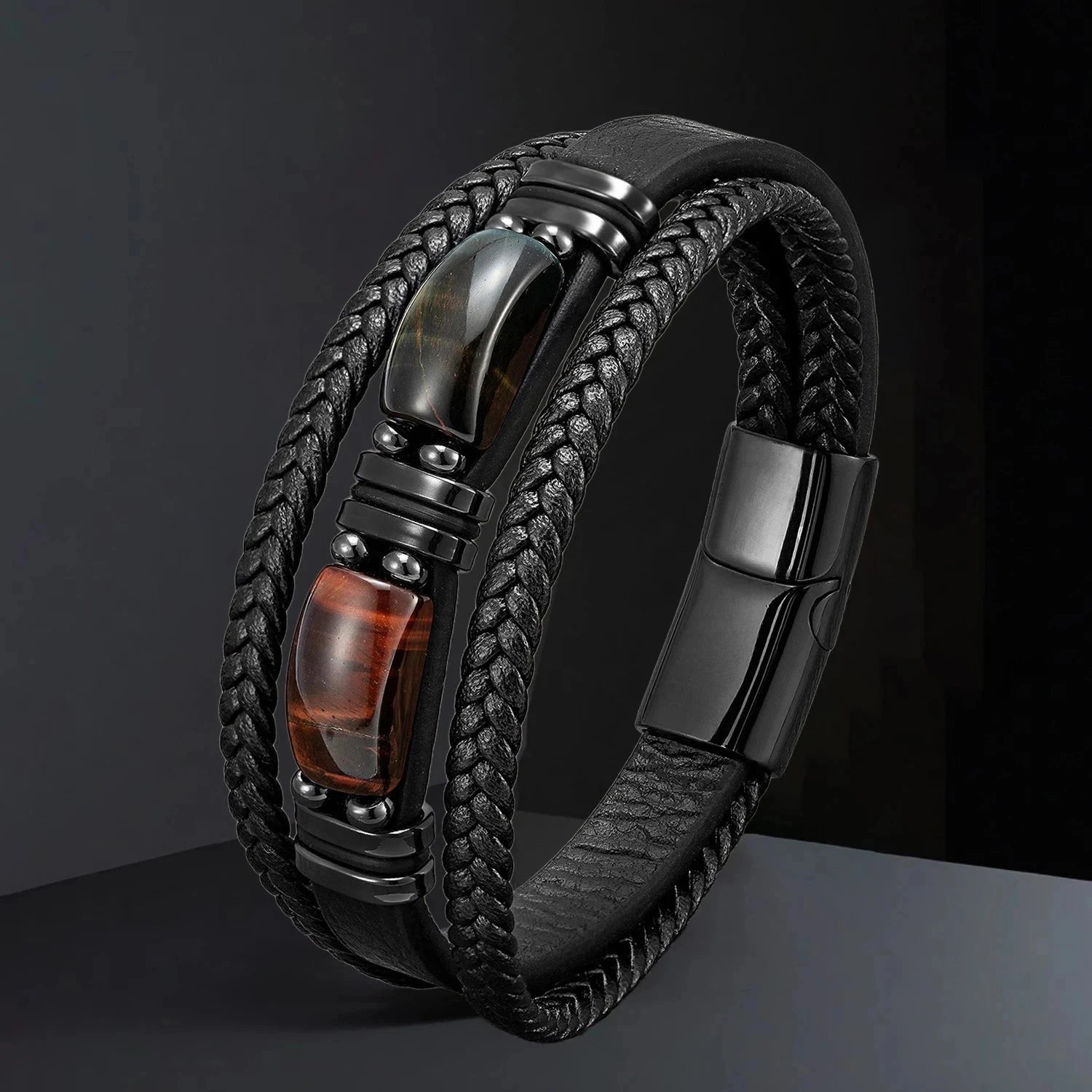 Tenebra – Leather Bracelet with Natural Stones Tenebra – Leather Bracelet with Natural Stones Blue Wolf Store 