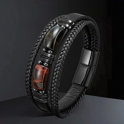 Tenebra – Leather Bracelet with Natural Stones Tenebra – Leather Bracelet with Natural Stones Blue Wolf Store 