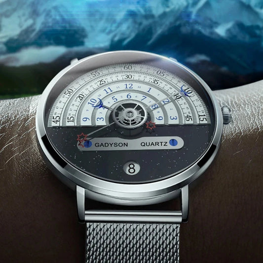 Unique Business Men Watch Fashion Auto Date Stainless Steel Strap Quartz Wristwatch Man Gifts For Him Calendar Clock Blue Wolf Store 