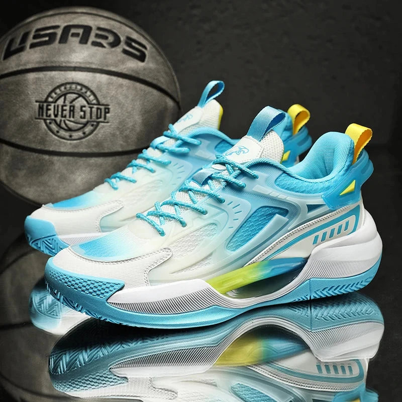Unisex Basketball Shoes Breathable Comfortable Non Slip Wear-resistant Soft Flat Outdoor Training Trendy Sneakers for Men Women Blue Wolf Store 