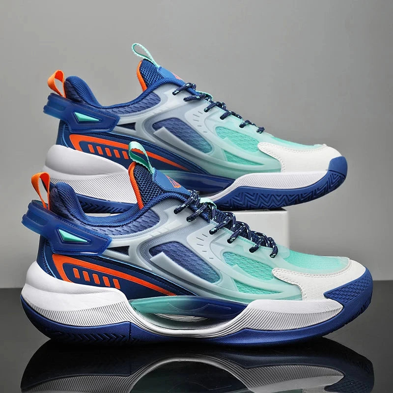 Unisex Basketball Shoes Breathable Comfortable Non Slip Wear-resistant Soft Flat Outdoor Training Trendy Sneakers for Men Women Blue Wolf Store 