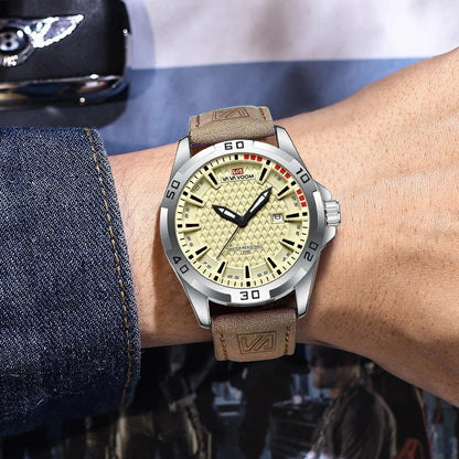 VA VA VOOM Men Casual Sport Military Quartz Calendar Wrist Watch for Man Business Leather Waterproof Male Clock Relogio Masculin Blue Wolf Store 