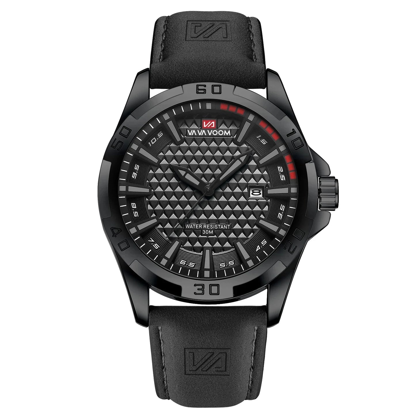 VA VA VOOM Men Casual Sport Military Quartz Calendar Wrist Watch for Man Business Leather Waterproof Male Clock Relogio Masculin Blue Wolf Store 2581P-HH China Mainland 