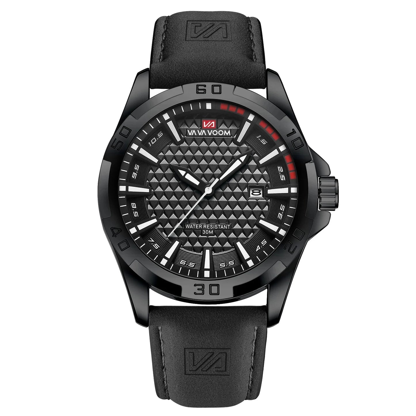 VA VA VOOM Men Casual Sport Military Quartz Calendar Wrist Watch for Man Business Leather Waterproof Male Clock Relogio Masculin Blue Wolf Store 2581P-YH China Mainland 