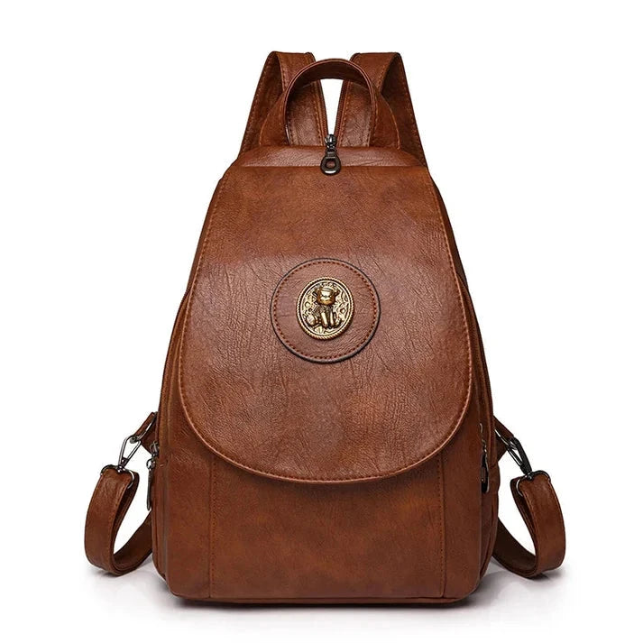 Versatta High-Quality Leather Women's Anti-Theft Backpack Versatta High-Quality Leather Women's Anti-Theft Backpack Brown
