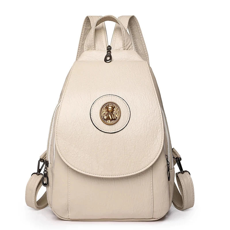 Versatta High-Quality Leather Women's Anti-Theft Backpack Versatta High-Quality Leather Women's Anti-Theft Backpack Off White