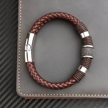 Viellezer Vintage Leather Men's Bracelet Blue Wolf Store 