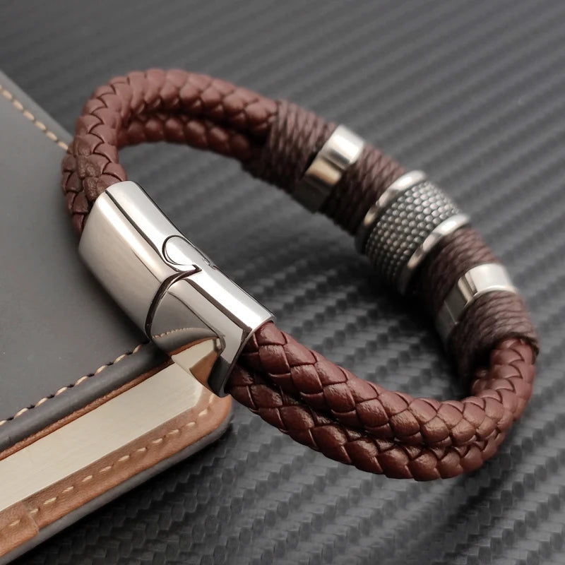 Viellezer Vintage Leather Men's Bracelet Blue Wolf Store 