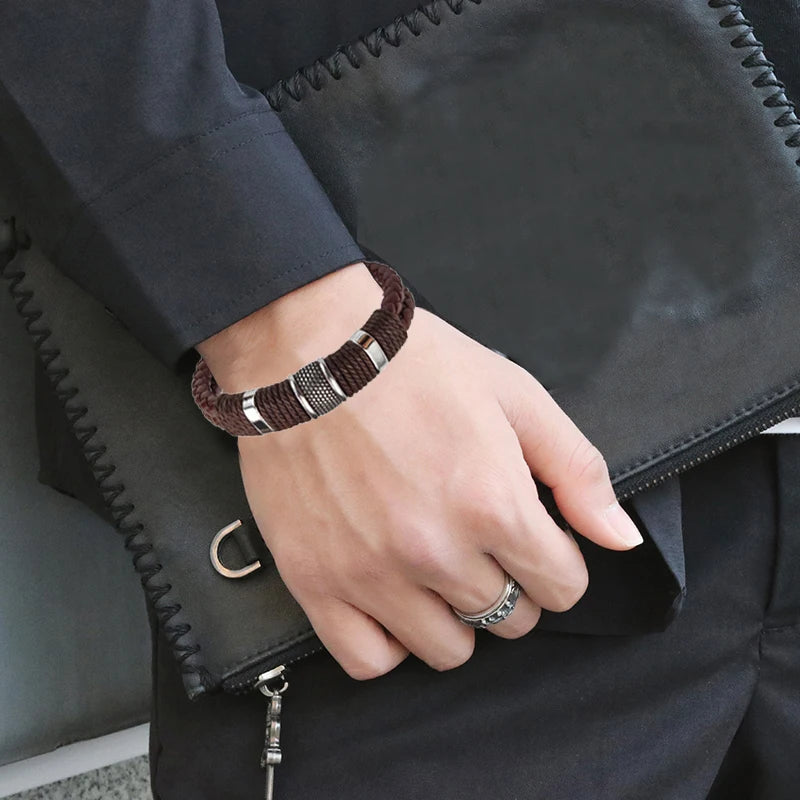Viellezer Vintage Leather Men's Bracelet Blue Wolf Store 