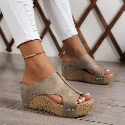 Vintage Charm Wedge Sandals Blue Wolf Store 