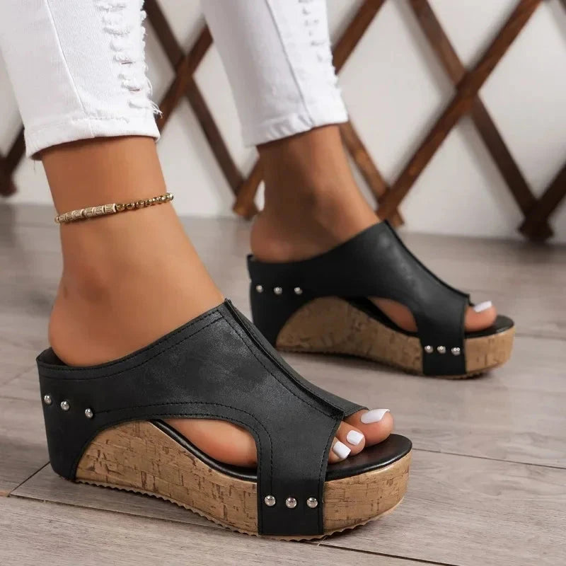 Vintage Charm Wedge Sandals Blue Wolf Store 