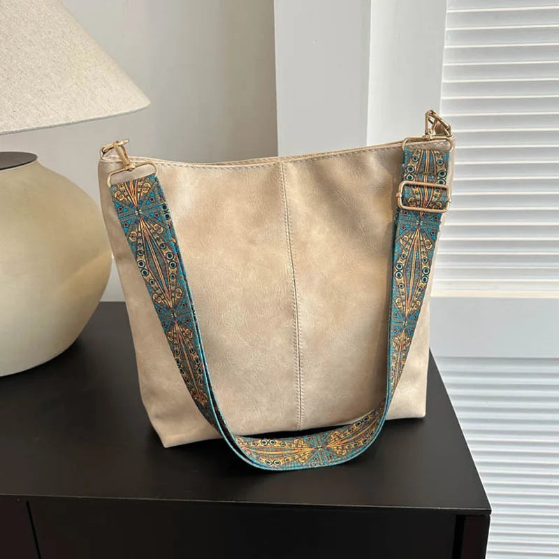Bolso bandolera de piel vintage para mujer