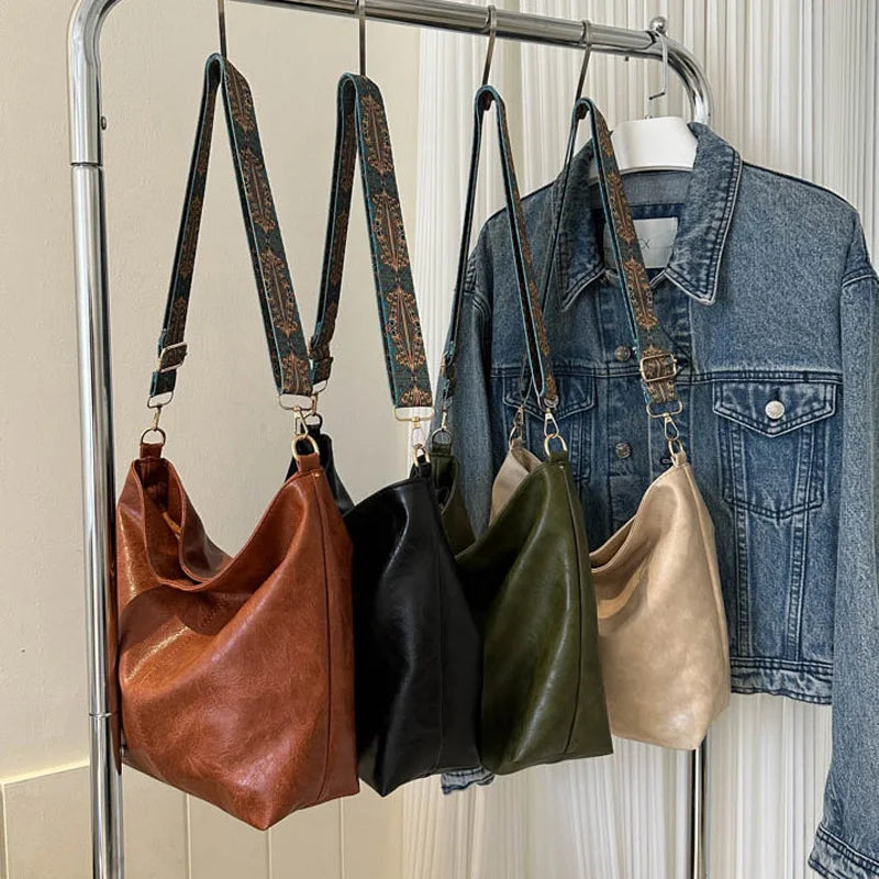 Bolso bandolera de piel vintage para mujer