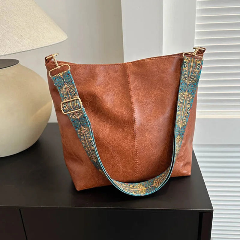 Bolso bandolera de piel vintage para mujer