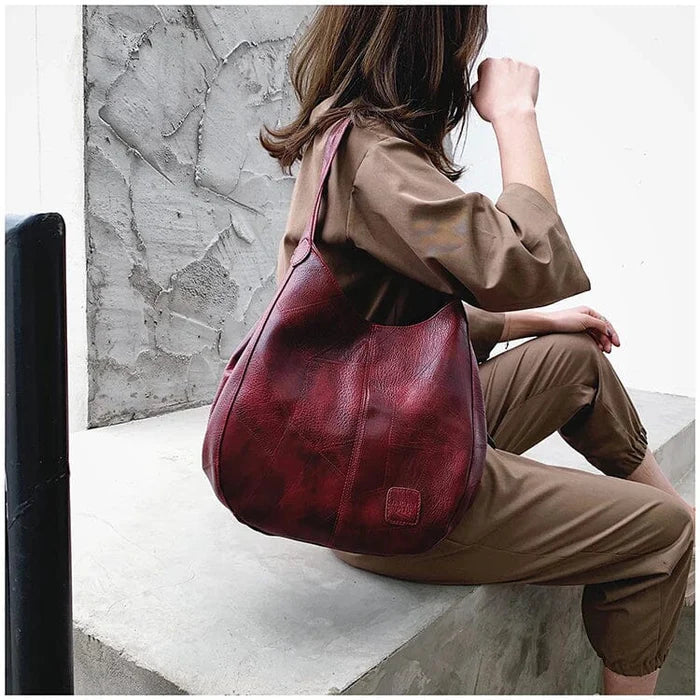 Bolso de mano de piel vintage para mujer