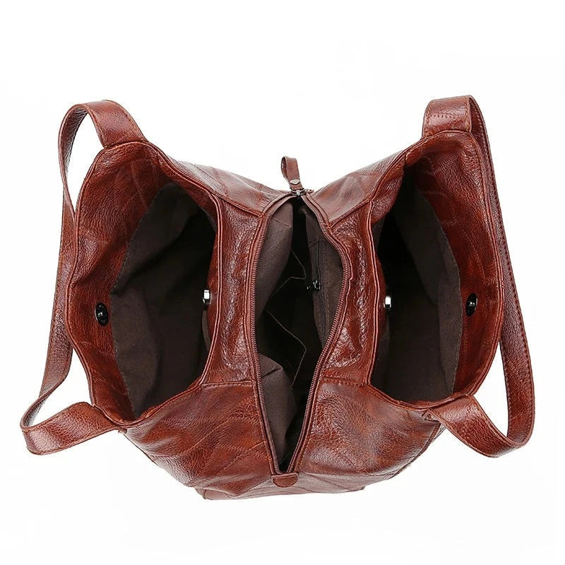 Bolso de mano de piel vintage para mujer