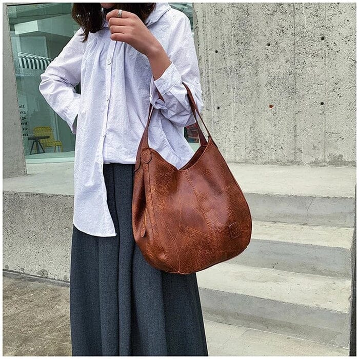 Bolso de mano de piel vintage para mujer