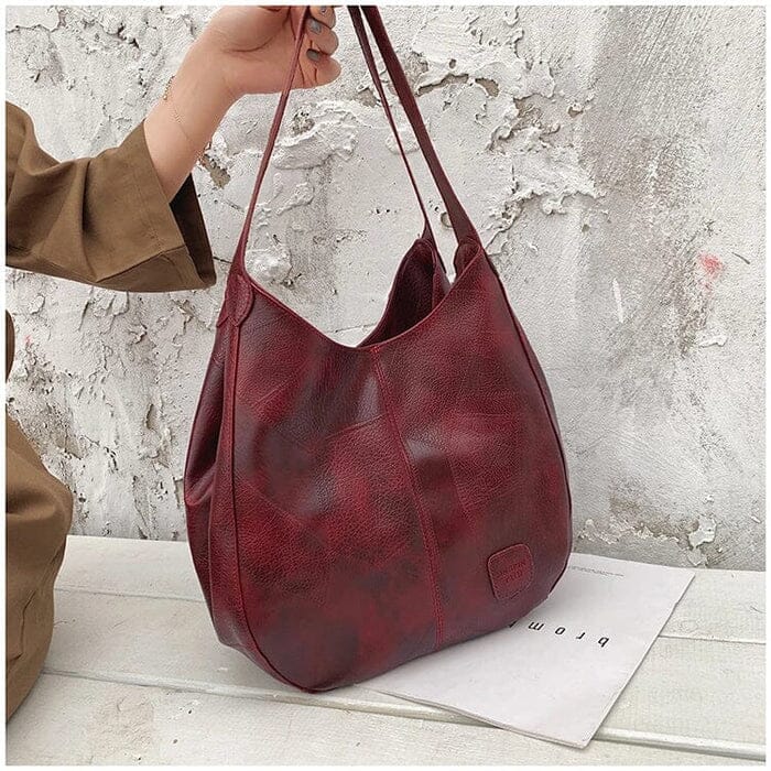 Bolso de mano de piel vintage para mujer