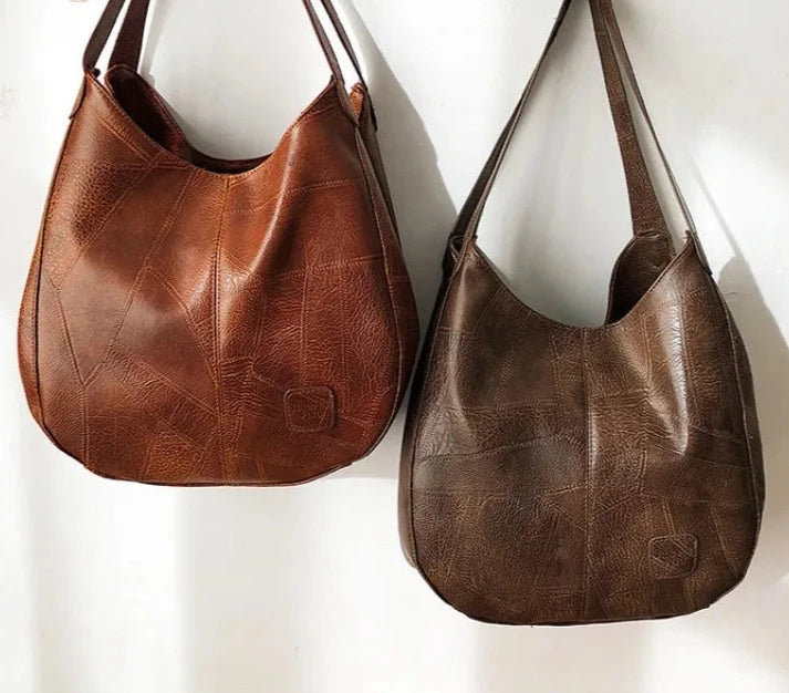 Bolso de mano de piel vintage para mujer