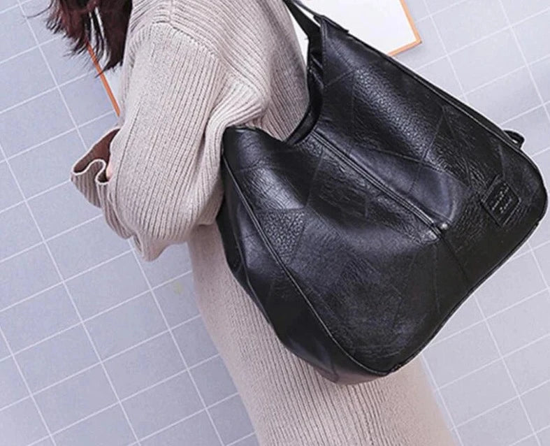 Bolso de mano de piel vintage para mujer
