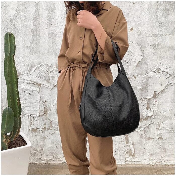 Bolso de mano de piel vintage para mujer