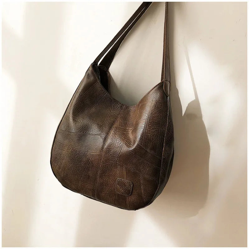 Bolso de mano de piel vintage para mujer
