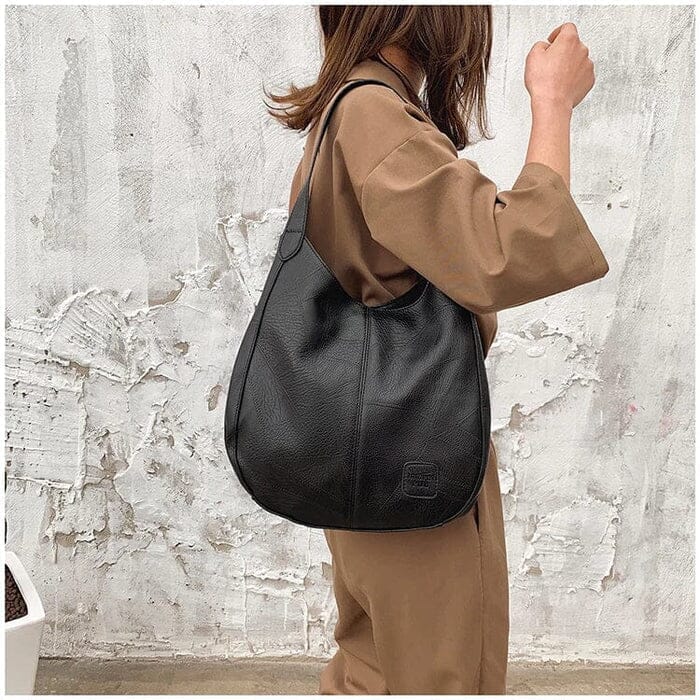 Bolso de mano de piel vintage para mujer