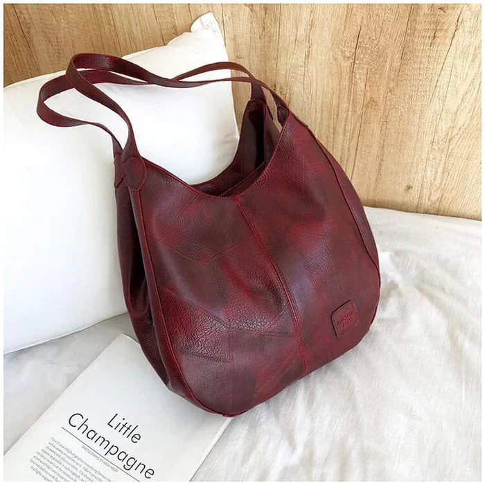 Bolso de mano de piel vintage para mujer