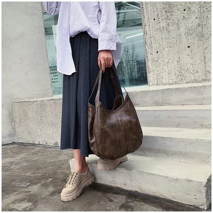 Bolso de mano de piel vintage para mujer