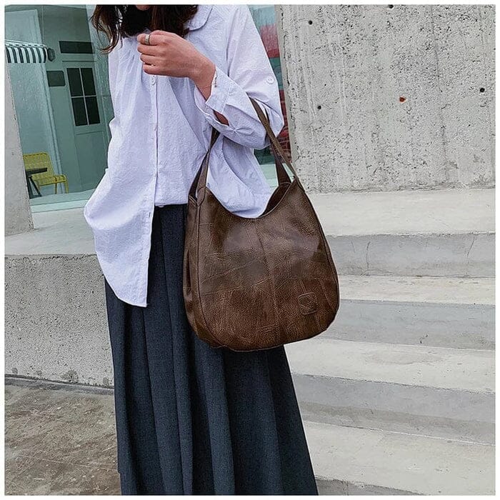 Bolso de mano de piel vintage para mujer