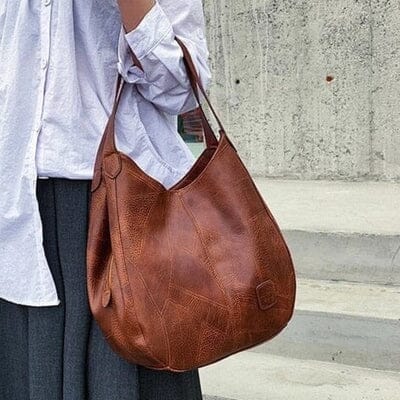 Bolso de mano de piel vintage para mujer