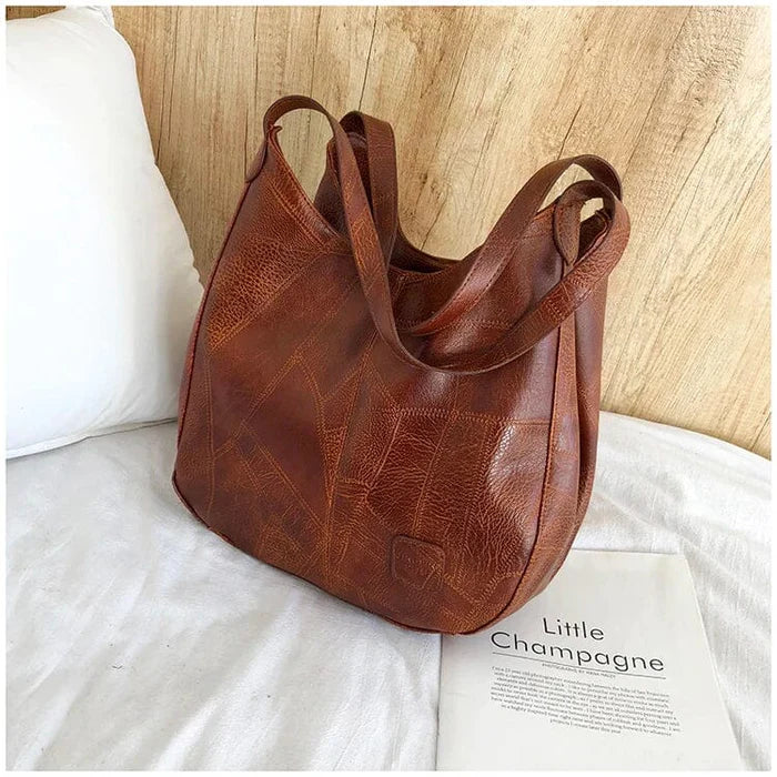 Bolso de mano de piel vintage para mujer
