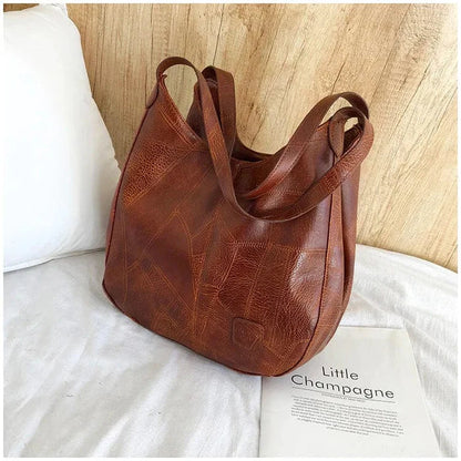 Bolso de mano de piel vintage para mujer