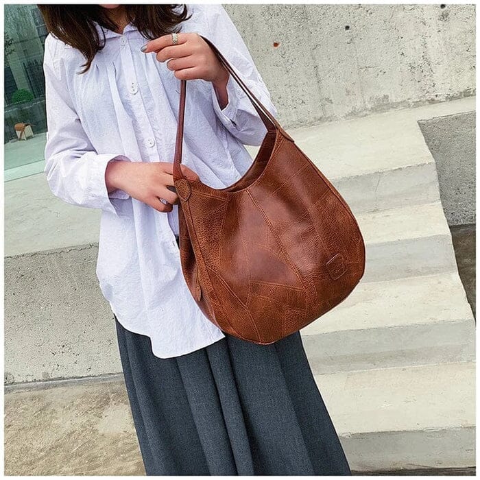 Bolso de mano de piel vintage para mujer