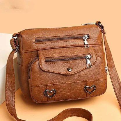 Vintage Women's Shoulder Bag, Soft Leather 'Love' Crossbody