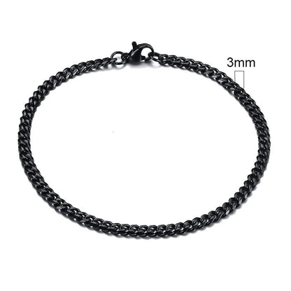 Vnox 3-11mm Chunky Miami Curb Chain Bracelet for Men, Stainless Steel Cuban Link Chain Wristband Classic Punk Heavy Male Jewelry Blue Wolf Store 3mm Black 21cm 