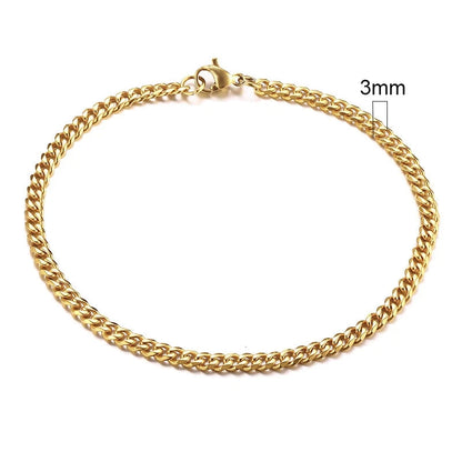 Vnox 3-11mm Chunky Miami Curb Chain Bracelet for Men, Stainless Steel Cuban Link Chain Wristband Classic Punk Heavy Male Jewelry Blue Wolf Store 3mm Gold 18cm 
