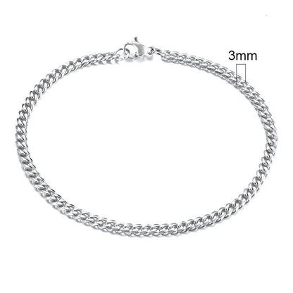 Vnox 3-11mm Chunky Miami Curb Chain Bracelet for Men, Stainless Steel Cuban Link Chain Wristband Classic Punk Heavy Male Jewelry Blue Wolf Store 3mm Silver 18cm 