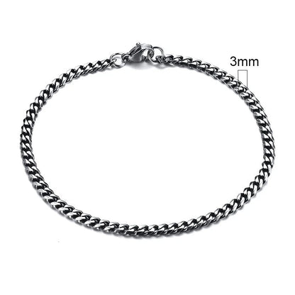 Vnox 3-11mm Chunky Miami Curb Chain Bracelet for Men, Stainless Steel Cuban Link Chain Wristband Classic Punk Heavy Male Jewelry Blue Wolf Store 3mm Vintage Silver 23cm 