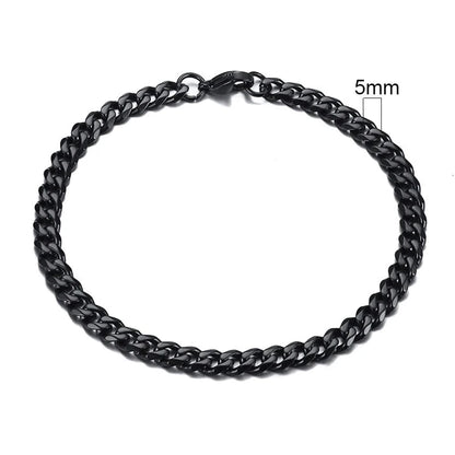 Vnox 3-11mm Chunky Miami Curb Chain Bracelet for Men, Stainless Steel Cuban Link Chain Wristband Classic Punk Heavy Male Jewelry Blue Wolf Store 5mm Black 23cm 