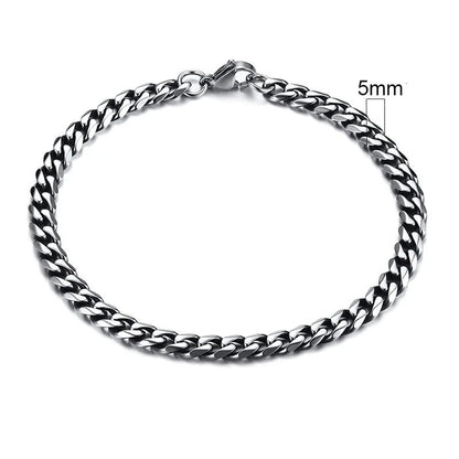 Vnox 3-11mm Chunky Miami Curb Chain Bracelet for Men, Stainless Steel Cuban Link Chain Wristband Classic Punk Heavy Male Jewelry Blue Wolf Store 5mm Vintage Silver 18cm 