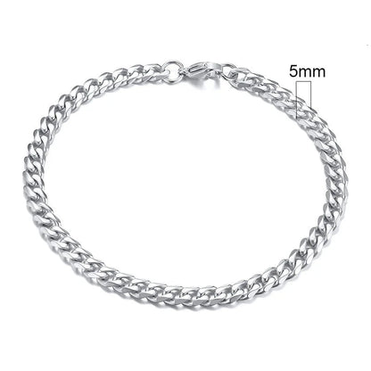 Vnox 3-11mm Chunky Miami Curb Chain Bracelet for Men, Stainless Steel Cuban Link Chain Wristband Classic Punk Heavy Male Jewelry Blue Wolf Store 5mmSilver 23cm 